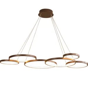 Modern Designer Steel metal and Acrylic high gloss gold round Slim LED ring pendant lamp