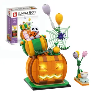 Buildmoc Halloween Bí Ngô Cabin Khối Xây Dựng Thiết Lập Trang Trí Ít Ma Quỷ Với Ánh Sáng Gạch Đồ Chơi Cho Trẻ Em Giáng Sinh Quà Tặng