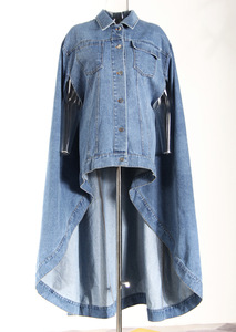 Nouvelle Veste Cape en Jean Irrégulière pour <span class=keywords><strong>Femme</strong></span> – Style Streetwear Décontracté Automne Hiver - Product Image 3