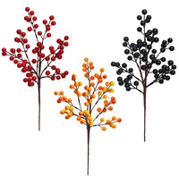 Nouvelles baies rouges artificielles en plastique pour décoration de Noël, 7 têtes sur fourche, en mousse, fruits rouges artificiels pour décoration manuelle