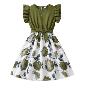 Vestidos de Verano 2026 para Niñas de 8 a 12 Años, Cuello Redondo, Sólidos, Casuales, Rectos, Manga Corta, Antiarrugas, Transpirables, con Volantes, ODM - Product Image 2