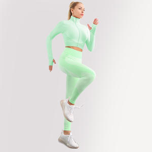 GC-trajes de Yoga de talla grande para mujer, traje deportivo para mujer, pantalones a prueba de golpes, Leggings sexys de manga larga - Product Image 3