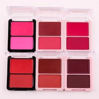 Palette de blush crème bicolore, 5 teintes disponibles, texture lisse et facile à estomper, multi-usages pour les joues et les lèvres, blush longue tenue