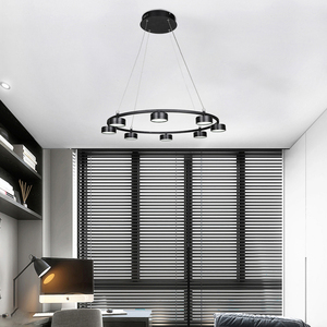 <span class=keywords><strong>Norte</strong></span> de Europa moderna casa habitación decoración negro 8 cabeza anillo led de luz colgante - Product Image 2