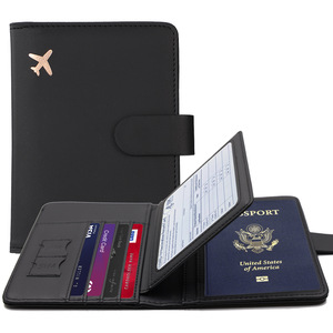 Funda para pasaporte de cuero con logotipo en <span class=keywords><strong>U</strong></span> personalizado, Cartera de viaje superventas con ranura para tarjetas, porta pasaporte con bloqueo RFID - Product Image 6