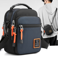 Tas Selempang Kecil Pria Ringan Tahan Lama Tahan Air Bahan Nilon 4 in 1 Multi Saku Multi-Fungsi untuk Perjalanan Santai Olahraga Luar Ruangan