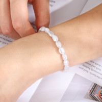 Bracelet de perles baroques bohèmes dorées, perles irrégulières blanches tendance, lueur irisée, extensible, bijou cadeau pour femme
