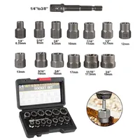 Kit d'outils pour voiture, outils à main, extracteur de vis endommagées 6,35 mm-19 mm, jeu de douilles de démontage de boulons et écrous 14 pièces, acier Cr-Mo