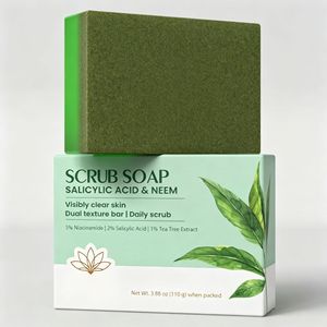 Jabón de Neem Indio <span class=keywords><strong>con</strong></span> Ácido Salicílico, Barra Limpiadora Facial Antiácaros, Jabón Artesanal Iluminador <span class=keywords><strong>con</strong></span> Aceites Esenciales <span class=keywords><strong>para</strong></span> los Poros - Product Image 3