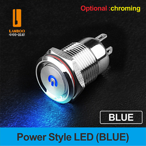 Lanjoo simbol listrik 12mm sakelar tombol tekan Mini. Menempel/sesaat. LED merah, hijau, biru, kuning, putih. Tegangan 5-24v - Product Image 4