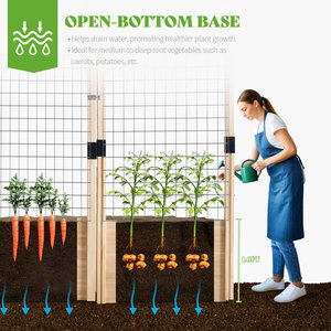 Bac à plantes surélevé en <span class=keywords><strong>bois</strong></span>, joint mortise et tenon, design à base ouverte, <span class=keywords><strong>grand</strong></span> bac à plantes profond, mobilier <span class=keywords><strong>de</strong></span> <span class=keywords><strong>jardin</strong></span> d'extérieur - Product Image 6
