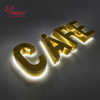 Letrero Retroiluminado con Logotipo de Marca Personalizado, Letras de Canal 3D en Dorado Pulido Espejo, Señalización para Negocios, Tiendas, Letrero LED para Fachada