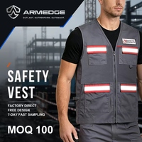 Chaleco de Seguridad de Alta Visibilidad con Múltiples Bolsillos y Bordado Personalizado, Malla CVC Reflectante, Ropa de Trabajo, Fábrica OEM, MOQ100