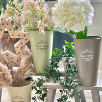 Vente en gros de vase à fleurs galvanisé 3 couleurs, grand seau à fleurs vintage en métal pour support de fleurs fraîches