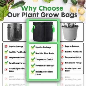 Heavy Duty 300G Thickened Aeration Nonwoven Grow <b>Bags</b> 3-Gallon Plant Growing Pot <b>Bags</b> <b>Garden</b> Fabric Grow <b>Bags</b> - Product Image 5
