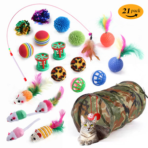 Eco-Friendly Various <b>Interactive</b> Movement <b>Cat</b> <b>Toys</b> 21 Pcs/Pack Soft Pet Faux Fur Stuffed Tunnel Catnip Pickle Made Rubber Nylon - Product Image 2