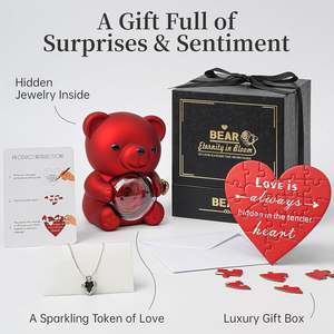 ELVROGEST SA Preserved Rose Teddy Bear Gift <b>Box</b> Real Rose Romantic Luxury Gift for Women Girlfriend Valentine Wedding <b>Present</b> - Product Image 6