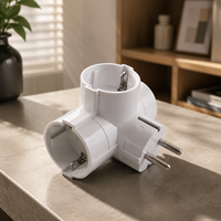 Enchufe Schuko Estándar Alemán de 3 Vías con Adaptador de Enchufe y Protección Infantil, 16A 250V Máx. 3500W, Resistente al Fuego, IP20, CE, GS, RoHS