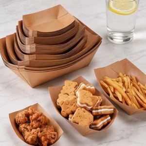 Barquettes en papier pour frites, boîtes d'emballage pour ailes de poulet frites, boîtes personnalisées imprimées pour collations d'enfants, contenants en papier pour restauration rapide - Product Image 1