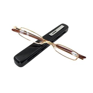 זול סיטונאי ייצור slim אור קטן קריאת משקפיים עם עט מקרה מתכת - Product Image 1