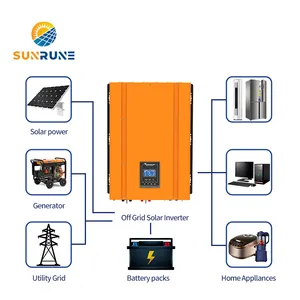 Inverter Surya 8000W 10KW 12V 24V, Inverter Rv Mobil Hibrid Gelombang Sinus Murni Portabel Rumah 3500W Offgrid