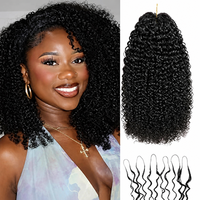 Lot de Cheveux au Crochet Effet Plume pour Coiffeur, Textures Mixtes Kinky Curly Deep Wave, Kit de Démarrage à Fil Invisible, Vente en Gros