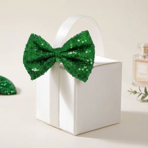 Grands nœuds de Noël scintillants de 13 cm, style européen, 3 couleurs, fabriqués à la machine, ruban en tissu pailleté, pour mariage, arbre de Noël, fête - Product Image 2