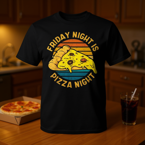 Camiseta Friday Is Pizza Night, camiseta gráfica informal negra para hombre - Product Image 3