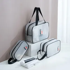 Tas Perlengkapan Mandi Pvc Transparan Hadiah Promosi Kustom Kantung Tas Zip Makeup Kosmetik Penyimpanan Perjalanan Gantung