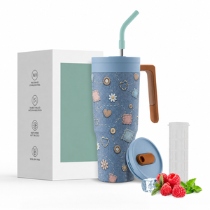 Vaso Térmico de Viaje Hong Ling de 40 oz con Asa y Tapa, Apto para <span class=keywords><strong>Lavavajillas</strong></span>, Aislamiento de Acero Inoxidable 304, para Mujer - Product Image 1
