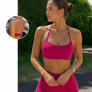 Soutien-gorge de <span class=keywords><strong>sport</strong></span> sexy pour <span class=keywords><strong>femme</strong></span> à col halter avec dos ouvert et rembourrage amovible, idéal pour le fitness et le <span class=keywords><strong>sport</strong></span>. - Product Image 1