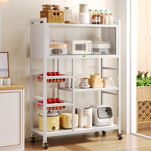 Rak Penyimpanan Dapur Logam 5 Lapis Beroda, Organizer Buah dan Sayur, Kabinet Multifungsi, Rak Pajangan Bergerak - Product Image 6