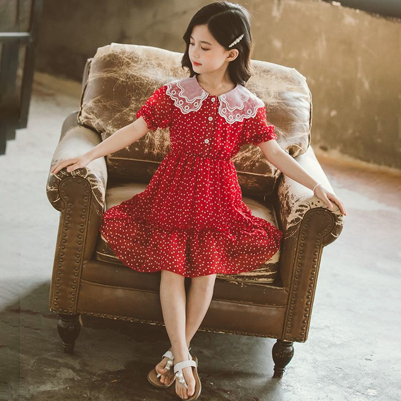Dress Designs Girls Dress Cheap LUOGENLI Girls Dresses Size 8-10 Children  Dress Solid Color