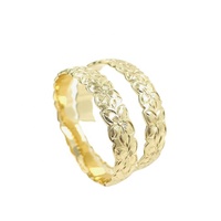 Gelang Bunga Perhiasan Warisan Hawaii Anak-anak Baru Burn Baby Bangle Lebar 10mm Warna Emas 14k