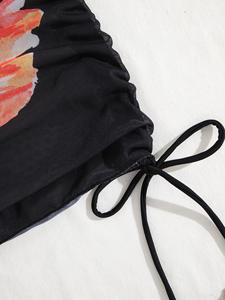 ชุดว่ายน้ำบิกินี่แบบผ่าข้างมีฮู้ดผูกเชือก ผ้าตาข่ายพิมพ์ลายแฟชั่นเซ็กซี่สำหรับผู้หญิงช่วงซัมเมอร์ใหม่ - Product Image 4