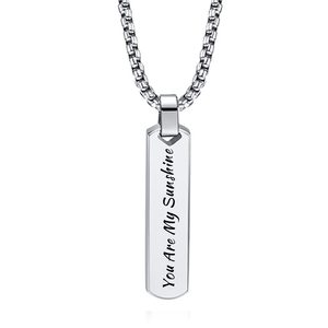 Gran oferta, <span class=keywords><strong>pareja</strong></span>, cadena de clavícula de acero inoxidable grabada personalizada, collar con colgante cuadrado largo geométrico multicolor Simple - Product Image 6