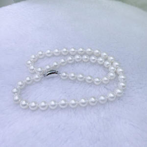 Collar de Perlas de Agua Dulce Redondas de 8-9 mm de Zhuji con Cierre de Plata de Ley, Extremadamente Finas, Ligeramente Imperfectas, Regalo del Día de la Madre para Mamá - Product Image 1