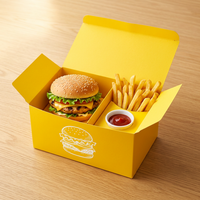 Emballage jetable pour la restauration rapide, logo personnalisé, boîte à emporter écologique pour hamburgers et frites, résistante à l'huile