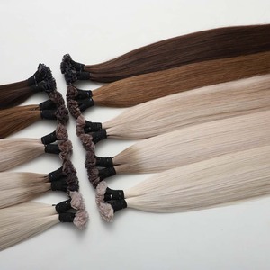 Extensions de cheveux humains de qualité salon, vierges européennes, cuticules alignées, à pointes plates pré-collées, qualité supérieure, double tirage, avec fixation à la kératine - Product Image 5