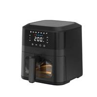 Vente en gros de friteuses à air numériques personnalisées en plastique noir de 4,5 L avec fenêtre de visualisation à écran tactile pour usage commercial