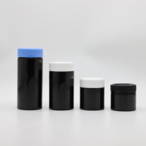 Frascos de plástico negro de 300ml con tapa resistente a los niños, embalaje de plástico para pastillas, plástico de seguridad de grado alimenticio - Product Image 5