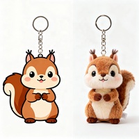 Porte-clés en peluche douce motif écureuil de dessin animé, design personnalisé, animal en peluche écologique, jouet mignon et durable, breloque décorative pour sac à dos