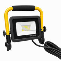 Projecteur LED portable pliable pour extérieur IP66 30W avec support jaune et câble personnalisable