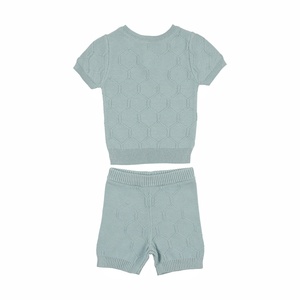 Ensemble deux pièces personnalisé en coton tricoté en nid d'abeille pour garçons vêtements d'été solides pour 0-12 <span class=keywords><strong>mois</strong></span> <span class=keywords><strong>1</strong></span>-10 ans vêtements décontractés pour garçon - Product Image 1