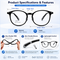 Montures de lunettes optiques rondes personnalisées pour enfants, montures de lunettes classiques et tendance pour enfants, montures de lunettes de vue à la mode
