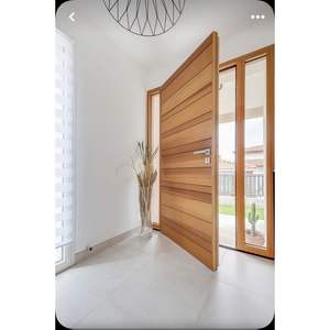 Portes d'entrée pivotantes en bois massif pour villa moderne, en chêne thaïlandais, style contemporain, isolées thermiquement – <span class=keywords><strong>Grande</strong></span> Vente - Product Image 1