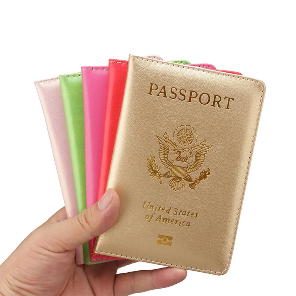 Funda personalizada de EE. UU. De cuero Pu, 4x3 pulgadas, tarjetero, BILLETERA, funda para pasaporte, venta al por mayor