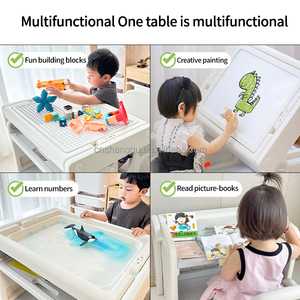 Usine OEM Ensemble <span class=keywords><strong>table</strong></span> et chaise pliantes modernes <span class=keywords><strong>multi</strong></span>-<span class=keywords><strong>activités</strong></span> en plastique pour enfants pour dessiner des blocs de construction lecture apprentissage - Product Image 3