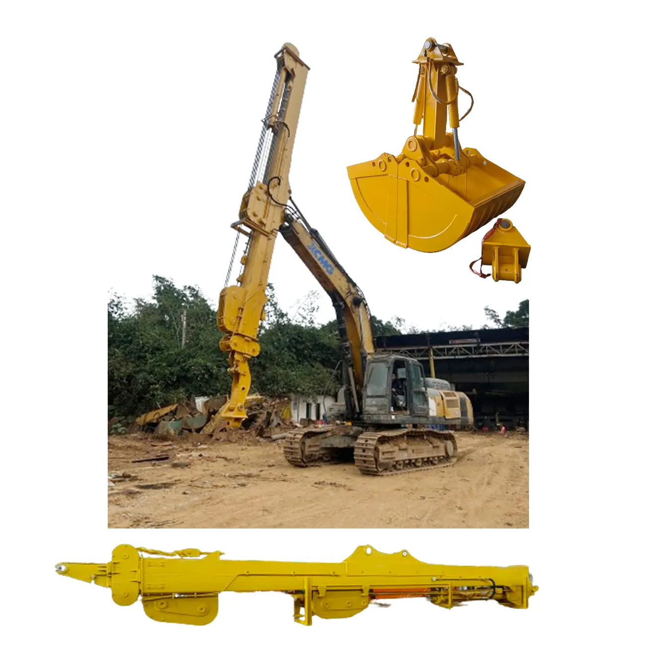 baumaschinen bagger teleskoparm dipper stick 28 m bagger teleskop-sprossen mit clamshell schaufel für Hitachi