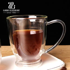 Zuhause mit hitze beständiger Kaffeetasse mit hohem Boro silikat glas und doppelwandiger Espresso-Kaffeetasse für das Café mit heißen Getränken - Product Image 5